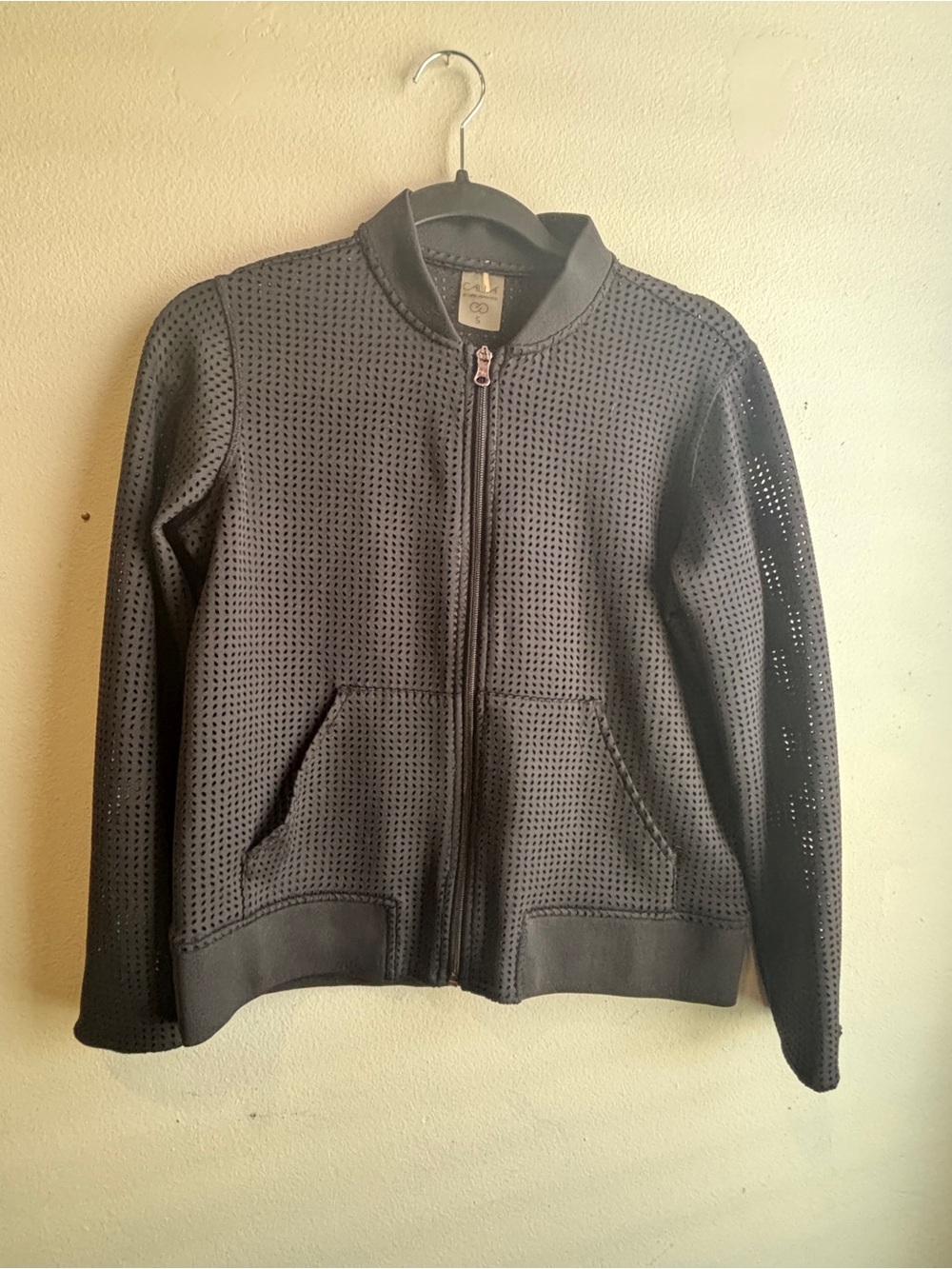 CALIA by Carrie Underwood Black Perforated Bomber Jacket